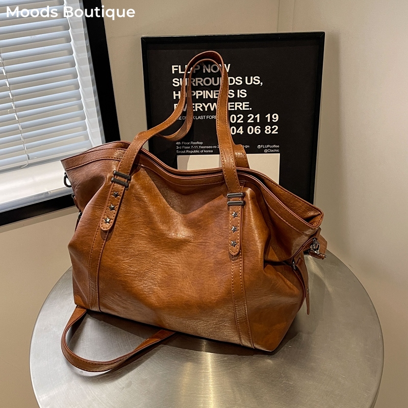 Leather Work Handbag - MOODS Large Sized Tote Bags For