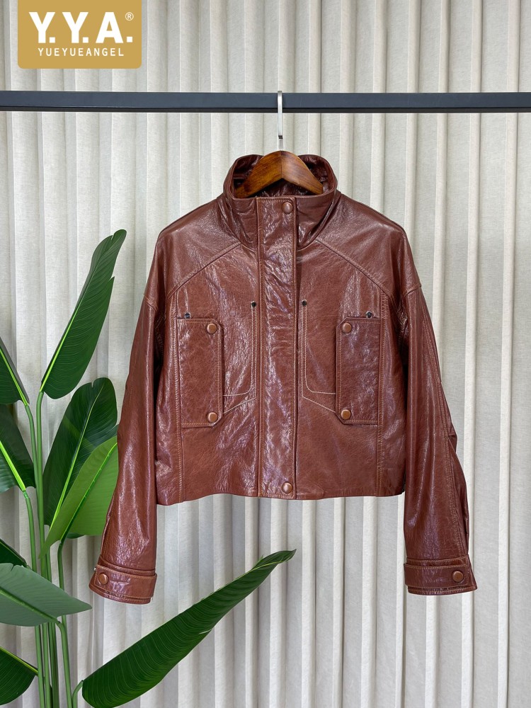 Leather Work Jacket Women'S - Fashion Women Loose Genuine Leather Short