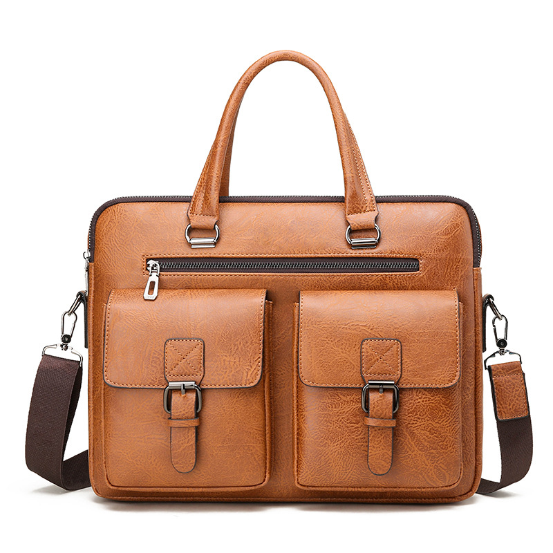 Leather Work Handbag - Luxury Brand Man Business Briefcase Bag