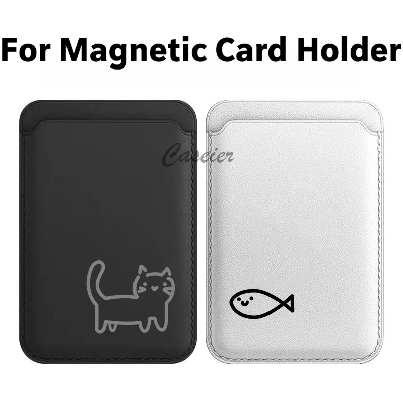 Leatherwork Drawing - Line Cat Fish Pattern Magnetic Leather