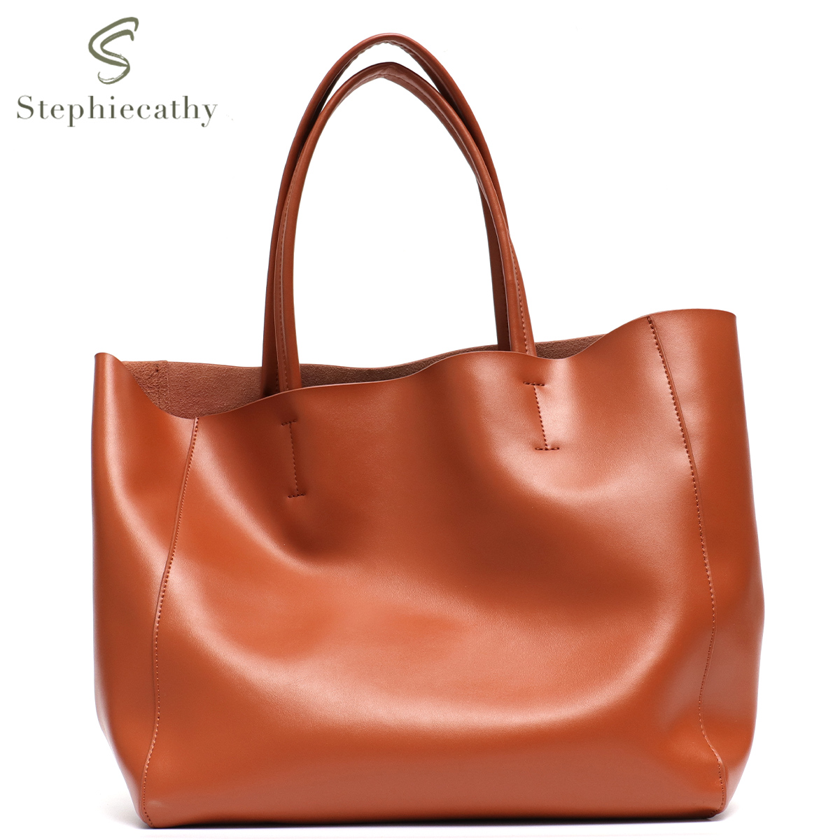 Leather Work Handbag - Minimalist Big Tote Bag Women Fashionable