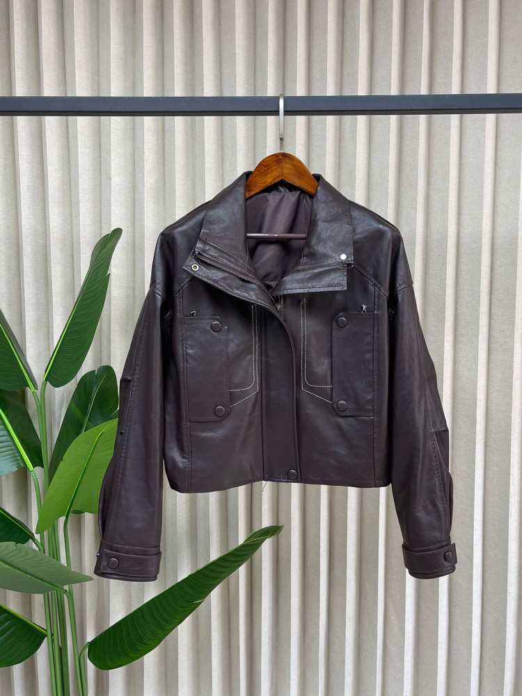 Fashion Women Loose Genuine Le - огляд і ціна Leather Work Jacket Women'S
