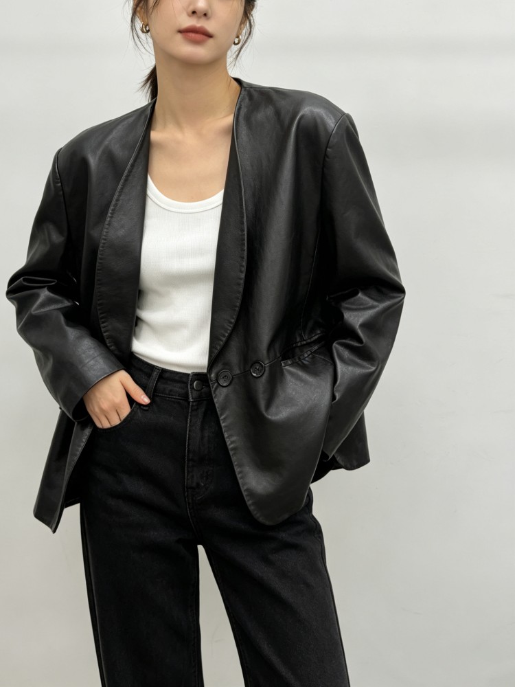 Fashion Women Loose Fit Soft R - огляд і ціна Leather Work Jacket Women'S