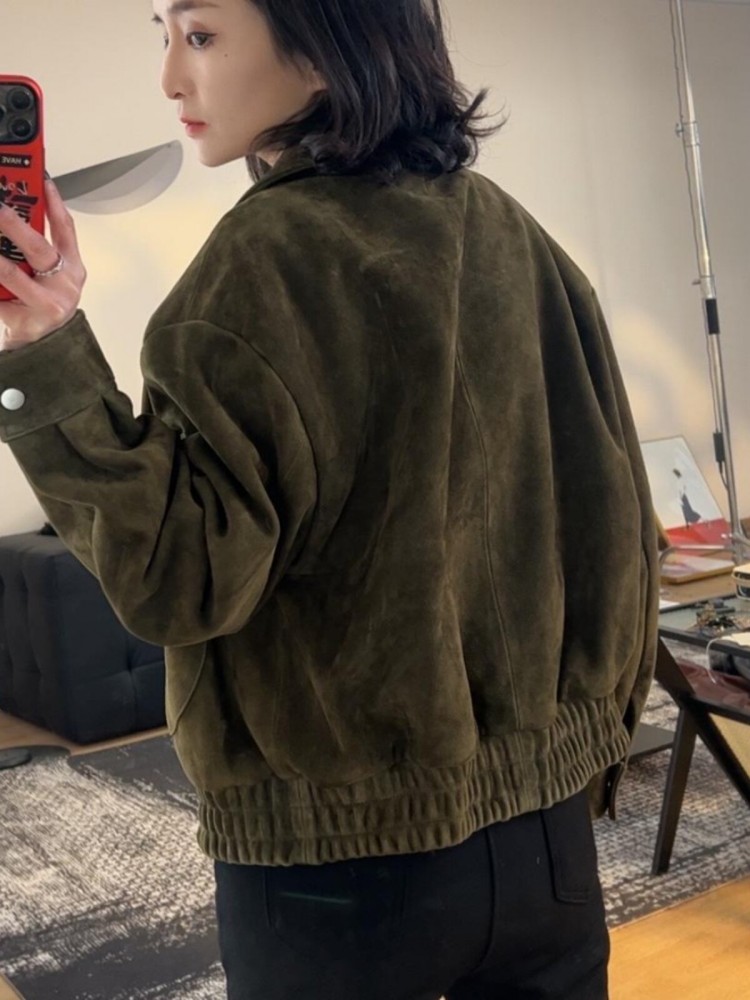 Luxury Retro Women Sheep Suede - огляд і ціна Leather Work Jacket Women'S