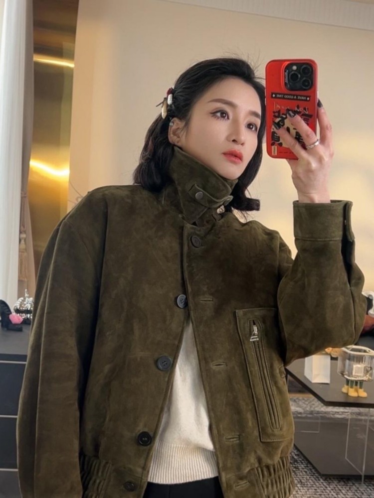 Luxury Retro Women Sheep Suede - огляд і ціна Leather Work Jacket Women'S
