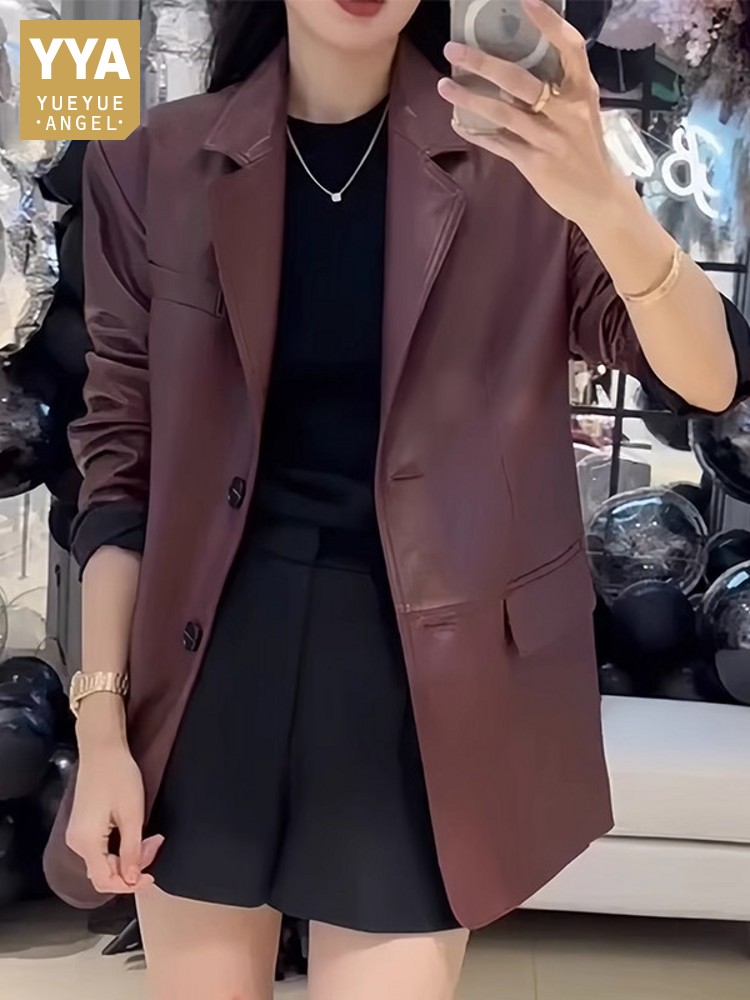 Autumn Office Ladies Work Mid  - огляд і ціна Leather Work Jacket Women'S