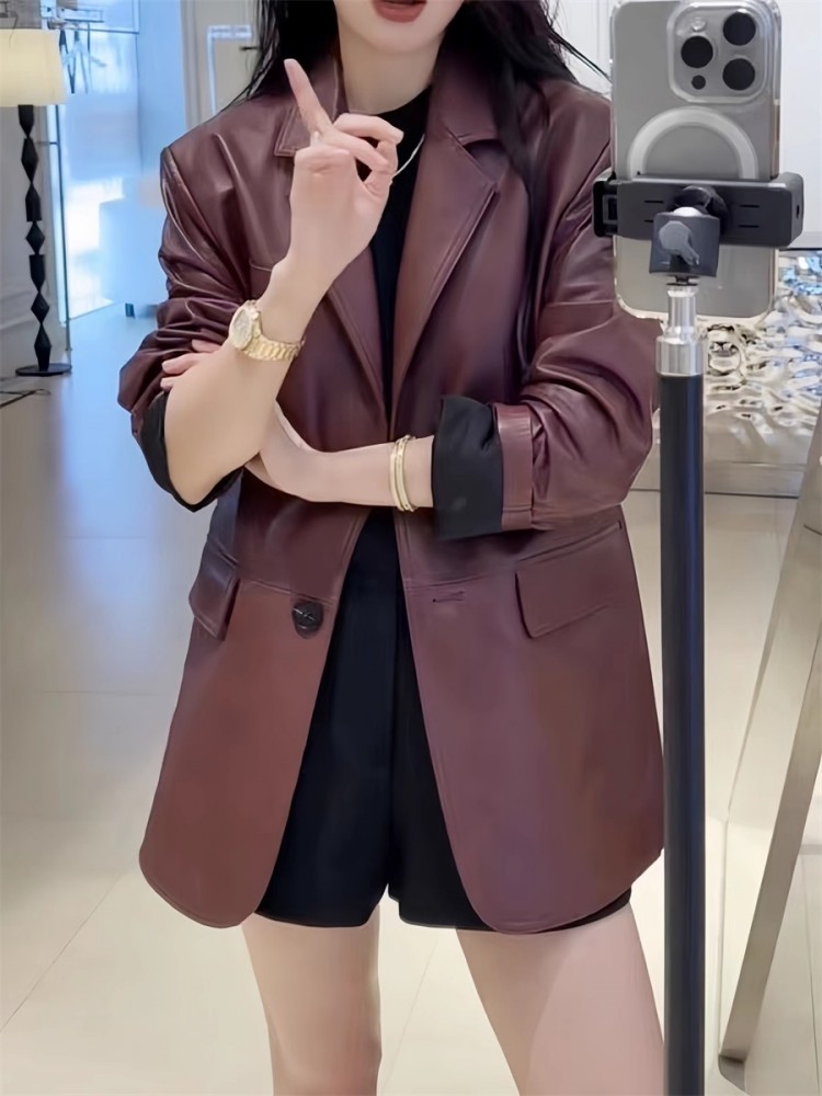 Autumn Office Ladies Work Mid  - огляд і ціна Leather Work Jacket Women'S