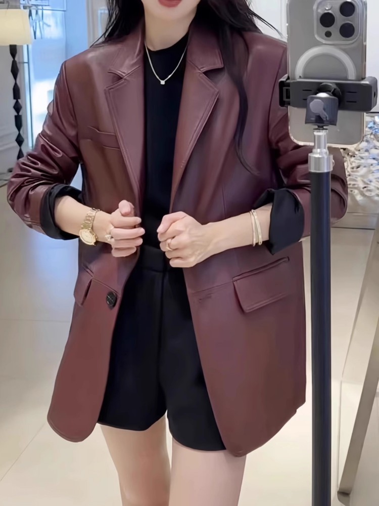 Autumn Office Ladies Work Mid  - огляд і ціна Leather Work Jacket Women'S