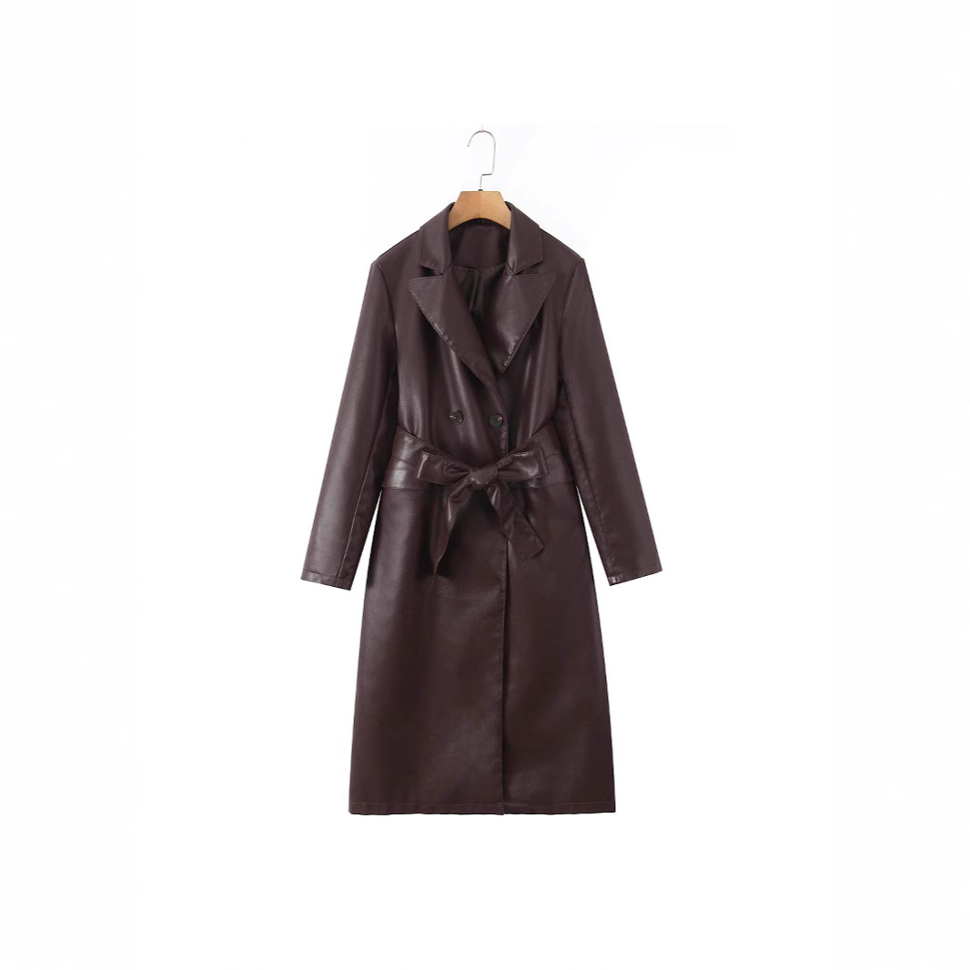 Women Trench Coat Faux Leather - огляд і ціна Leather Work Jacket Women'S
