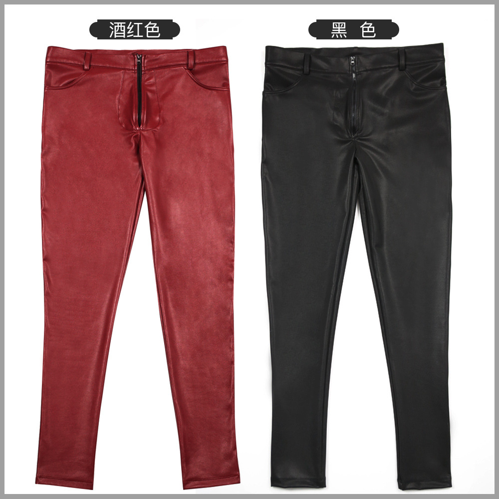 Men's PU Leather Skinny Jeans  - огляд і ціна Leather Work Pants