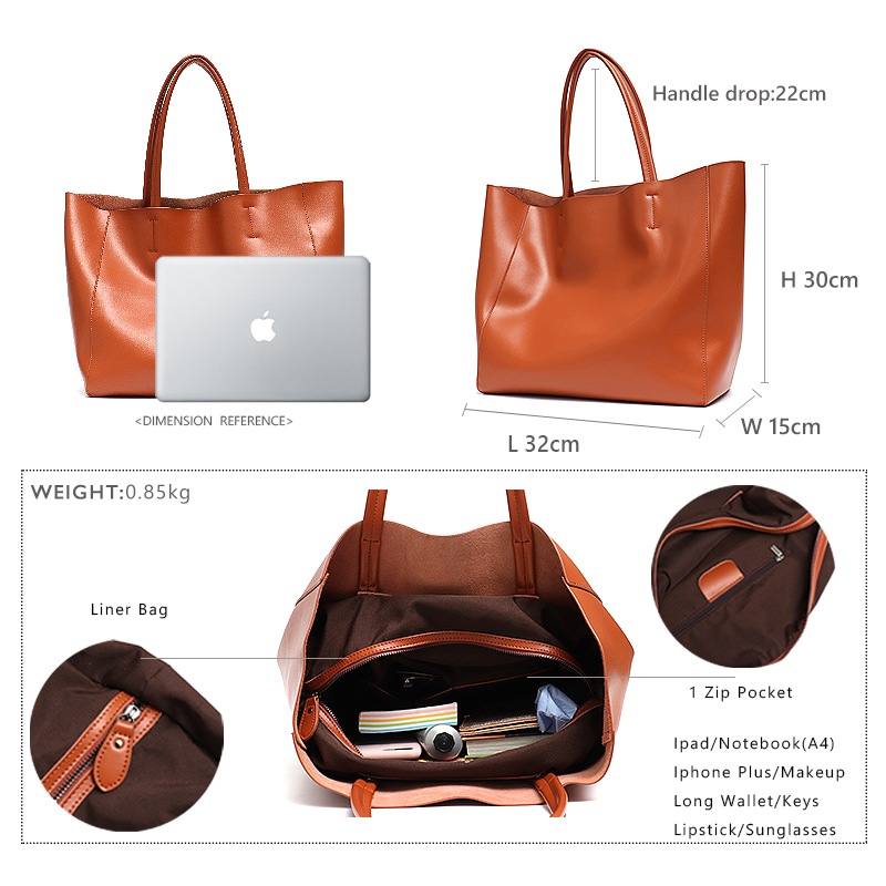 Minimalist Big Tote Bag Women  - огляд і ціна Leather Work Handbag