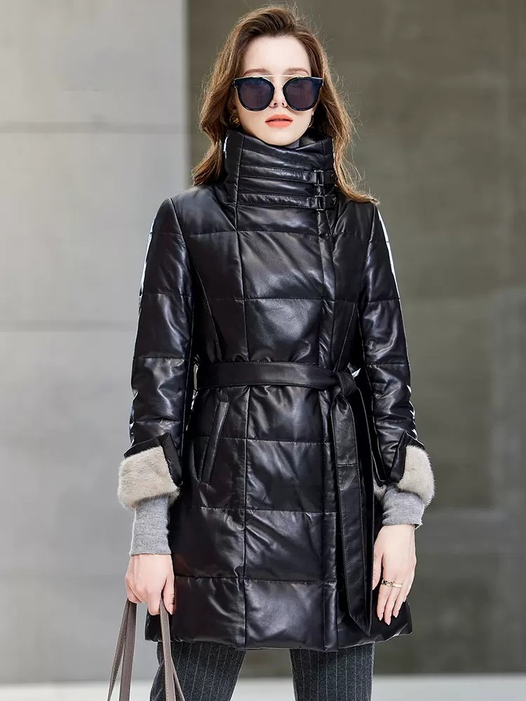 Elegant Ladies Mink Fur Collar - огляд і ціна Leather Work Jacket Women'S