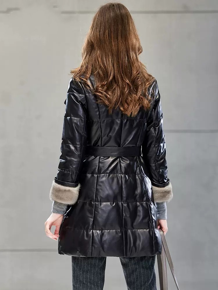 Elegant Ladies Mink Fur Collar - огляд і ціна Leather Work Jacket Women'S