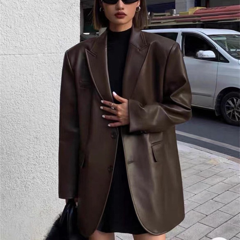 Autumn Winter PU Leather Busin - огляд і ціна Leather Work Jacket Women'S