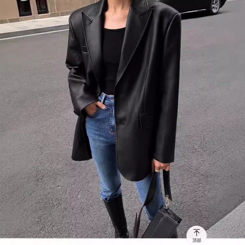 Autumn Winter PU Leather Busin - огляд і ціна Leather Work Jacket Women'S