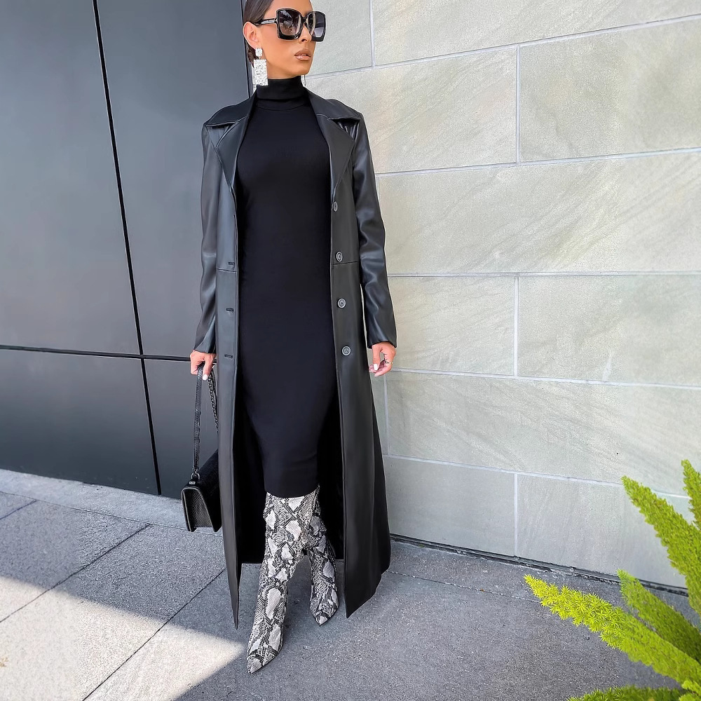 Women Coats Long Faux Leather  - огляд і ціна Leather Work Jacket Women'S