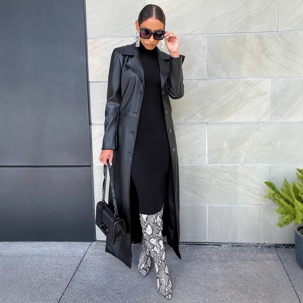 Women Coats Long Faux Leather  - огляд і ціна Leather Work Jacket Women'S