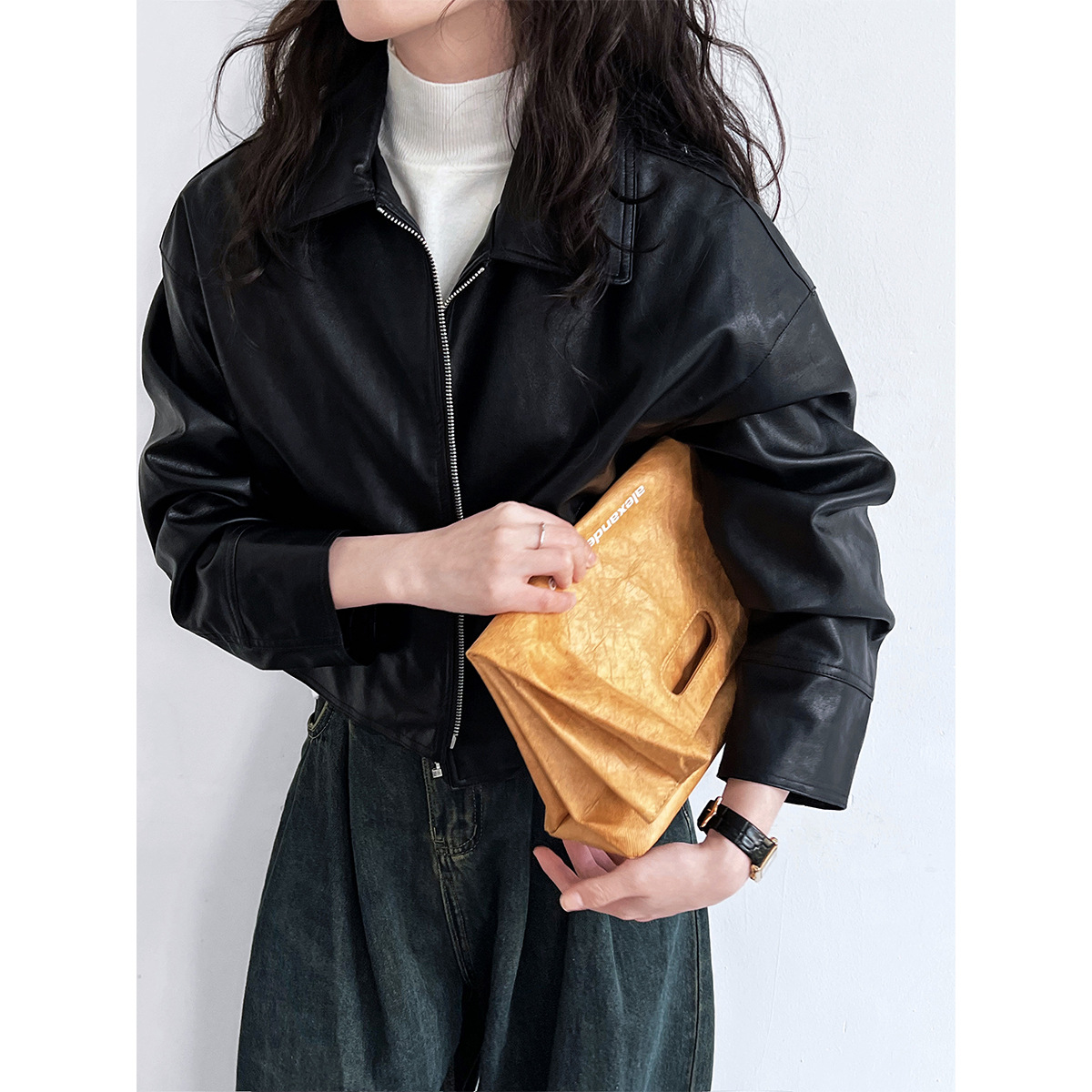 Women Coats Faux Leather Jacke - огляд і ціна Leather Work Jacket Women'S