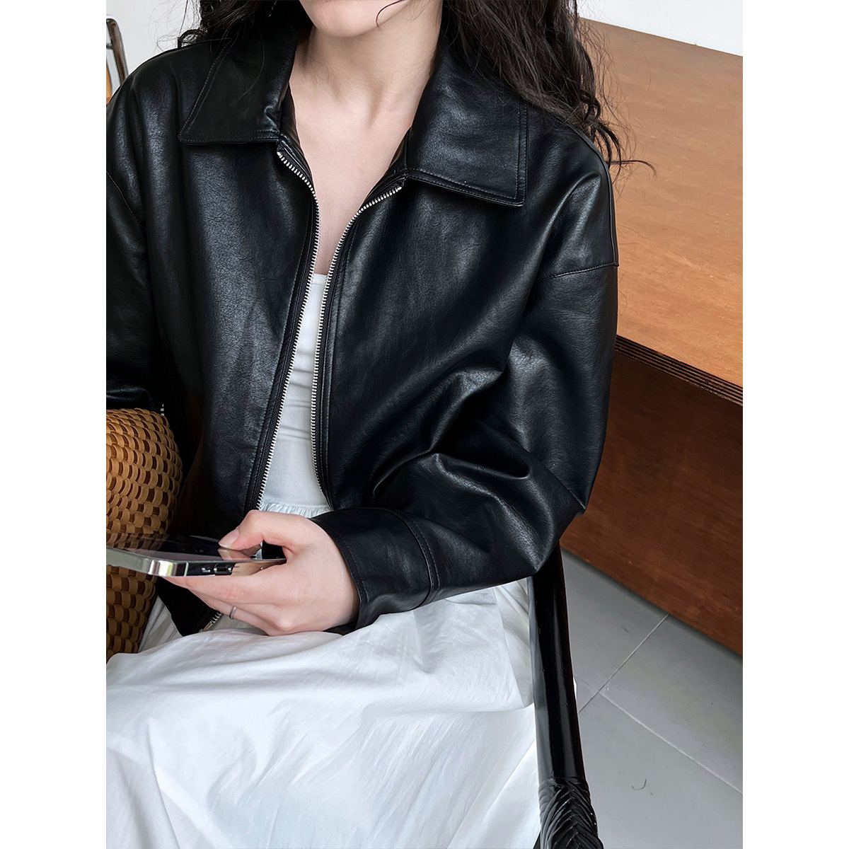 Women Coats Faux Leather Jacke - огляд і ціна Leather Work Jacket Women'S