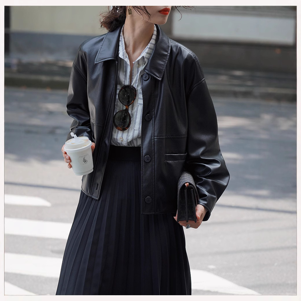 Women Short Coats Faux Leather - огляд і ціна Leather Work Jacket Women'S