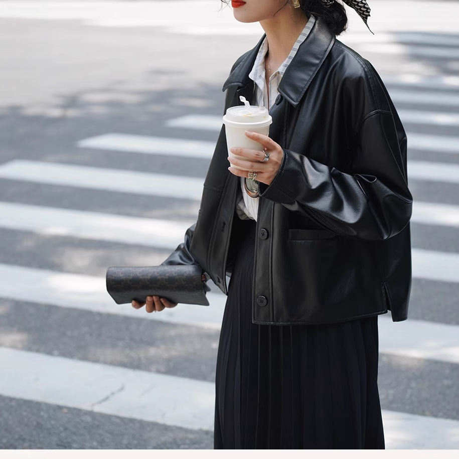 Women Short Coats Faux Leather - огляд і ціна Leather Work Jacket Women'S